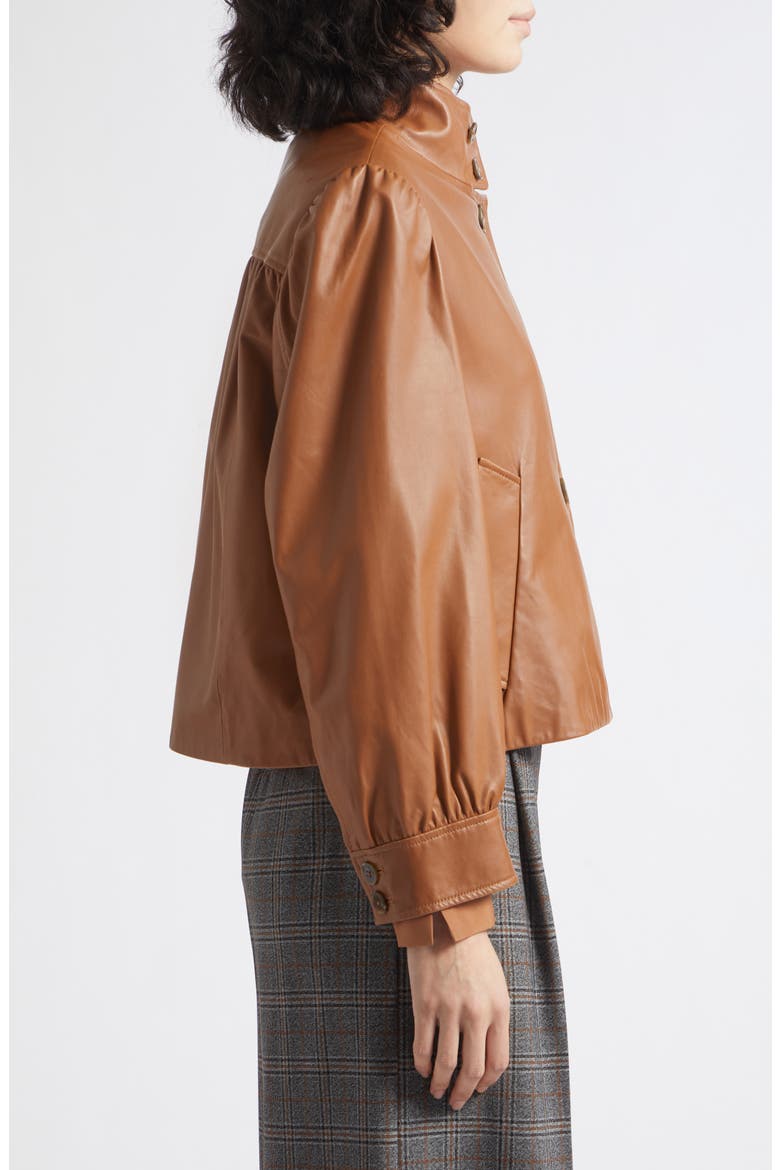 Saletta Leather Jacket, Alternate, color, TOBACCO BROWN