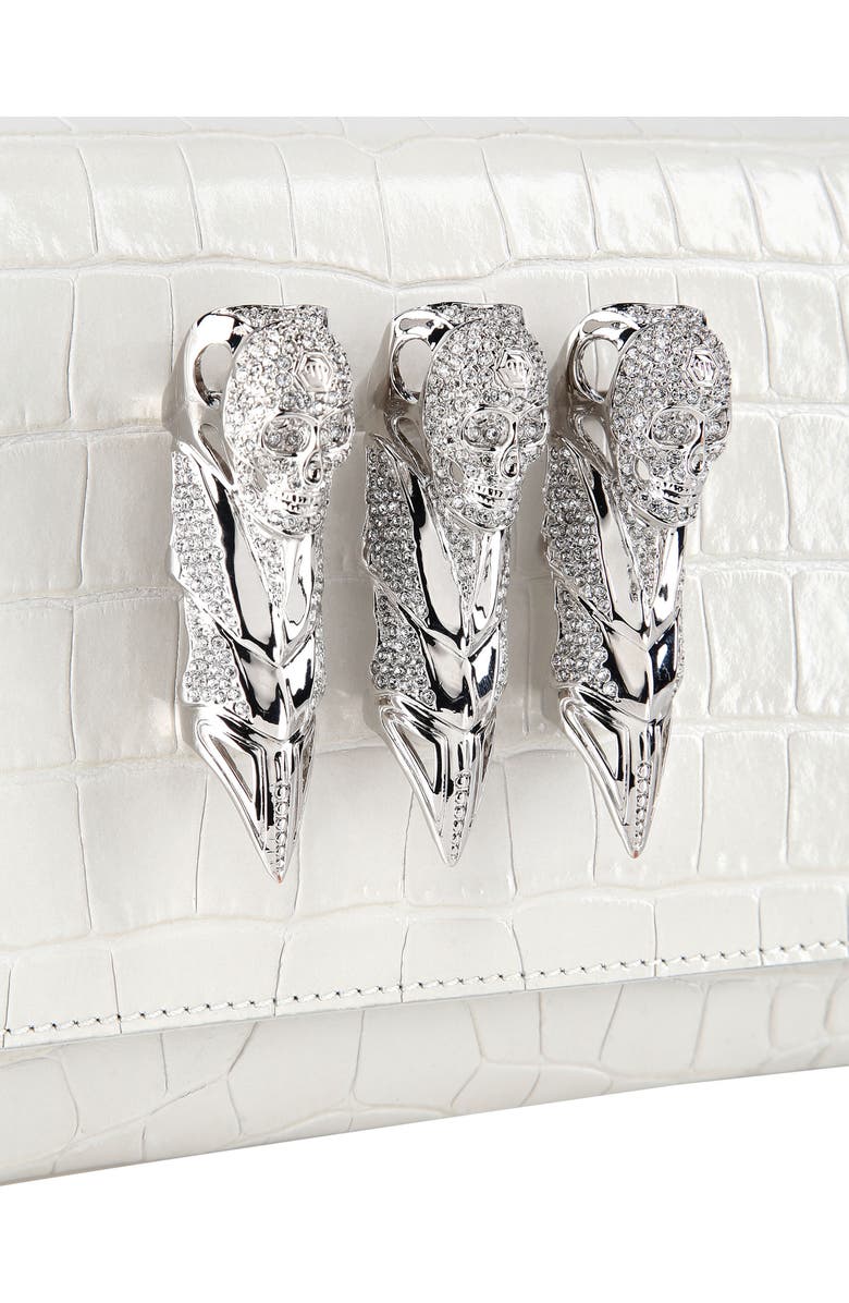 PHILIPP PLEIN Small Croco Embossed Clutch Eagle Women, Alternate, color, White