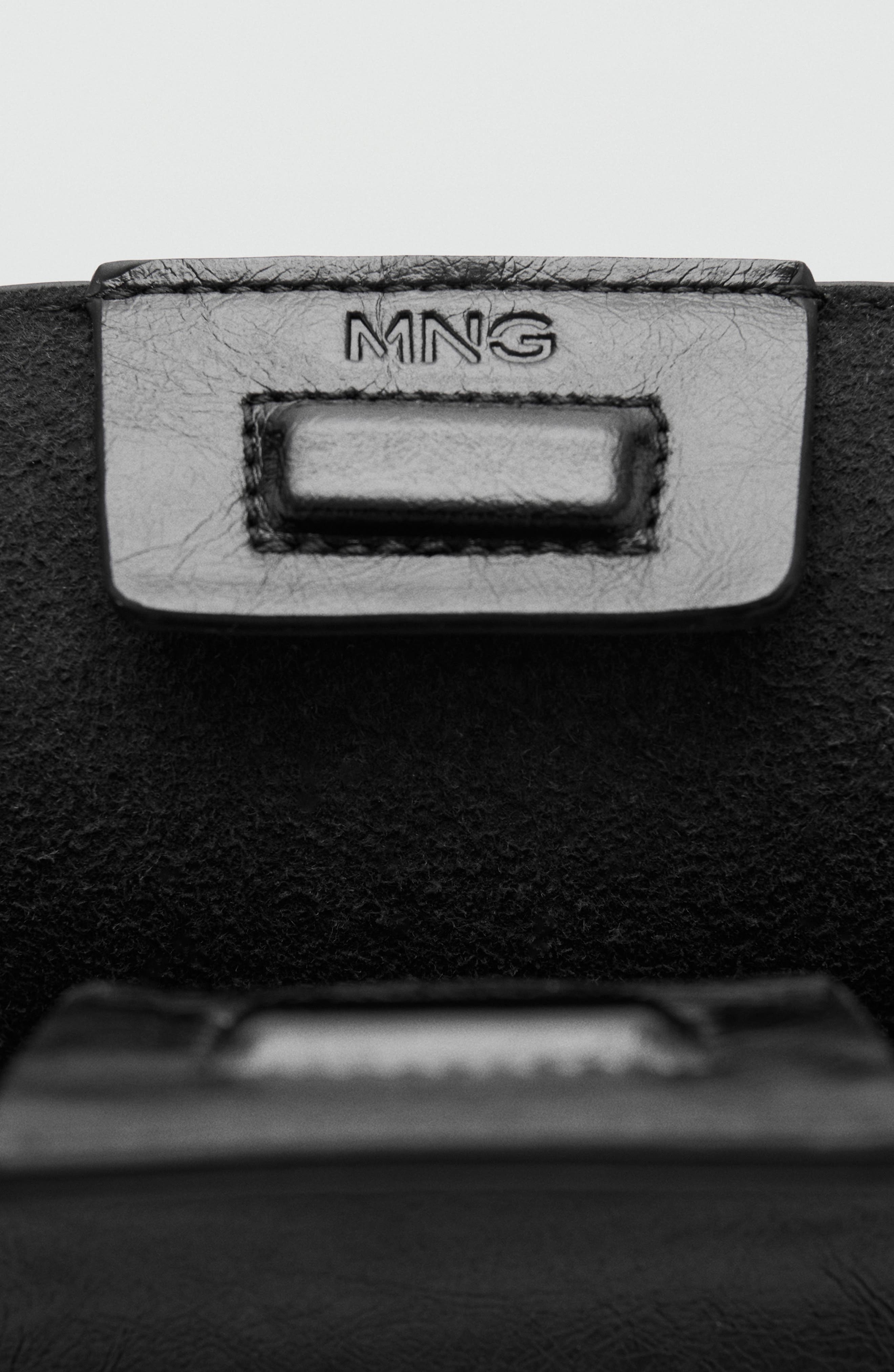 MANGO Large Leather Shopper Bag, Alternate, color, Black