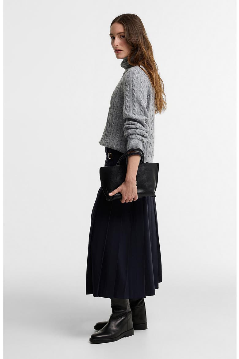 Ambleside Cable Knit Turtleneck Sweater, Alternate, color, GREY MARL