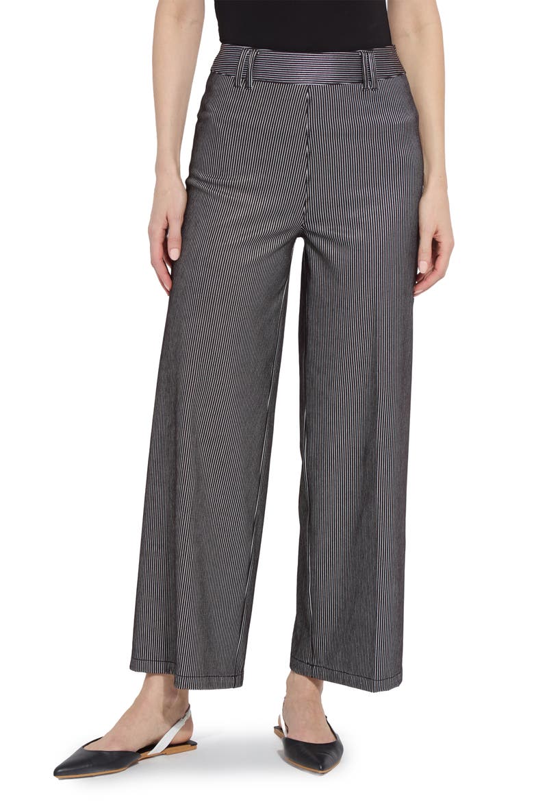 Darlene Stripe High Waist Wide Leg Pants, Main, color, BLK SHN LI