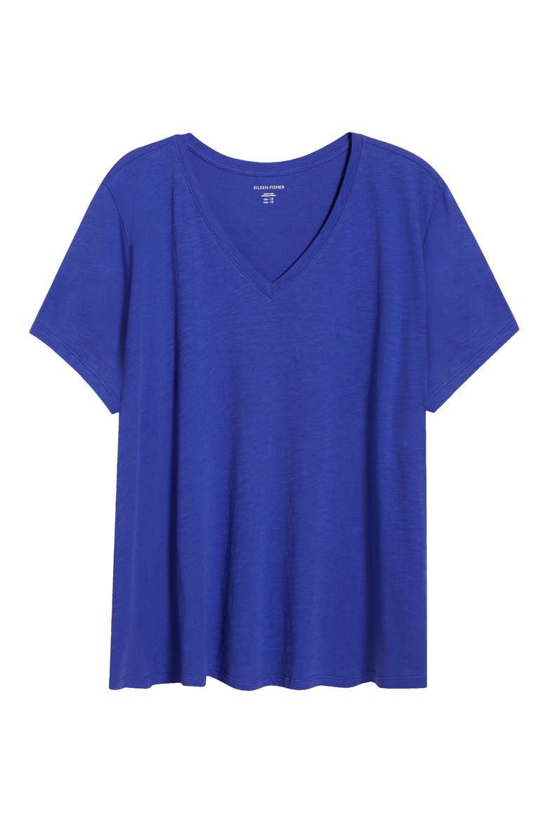 Easy V-Neck Organic Cotton Slub T-Shirt, Alternate, color, ROYAL