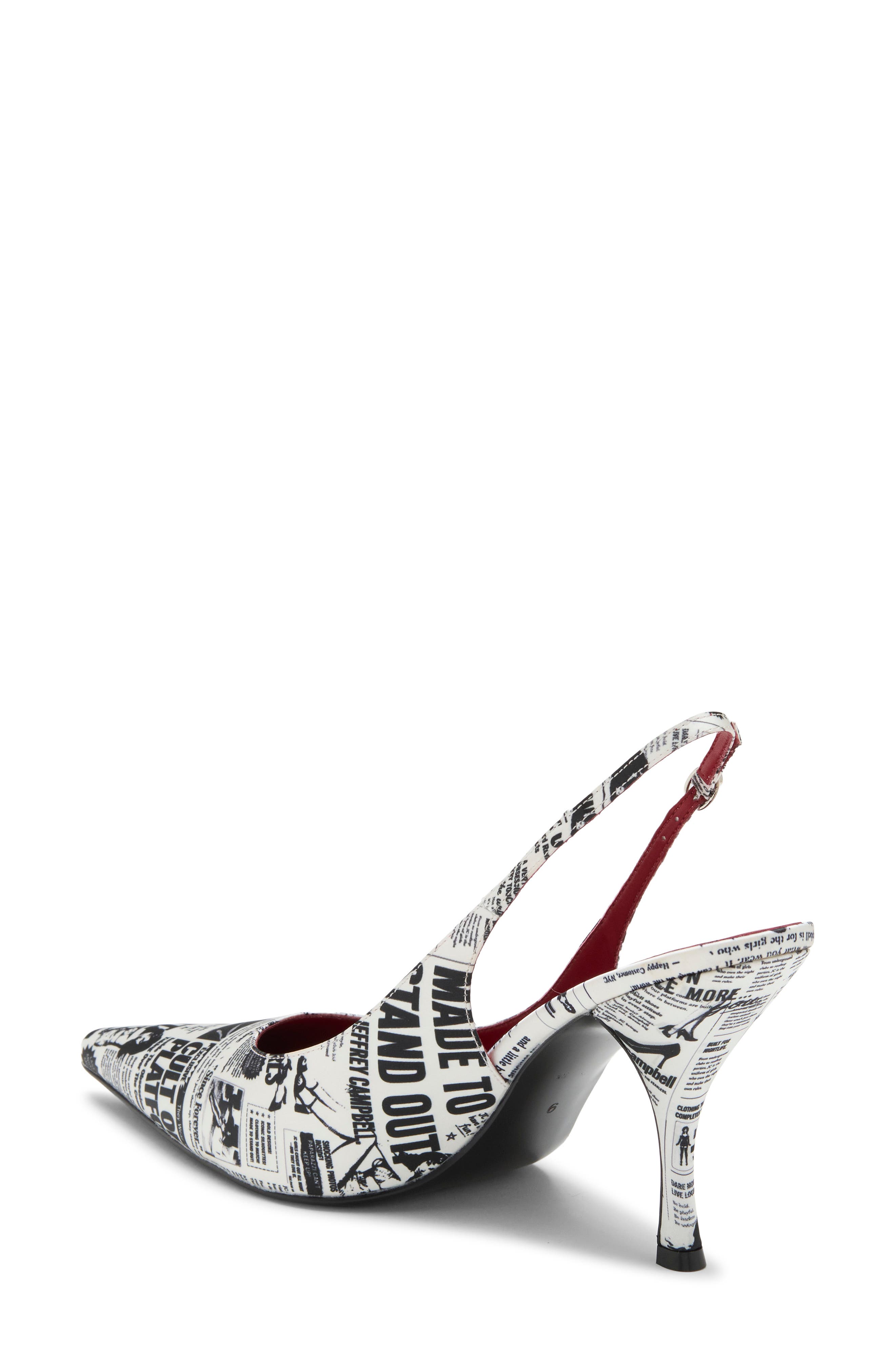 Milly Slingback Pump, Alternate, color, BLACK WHITE NEWSPAPER