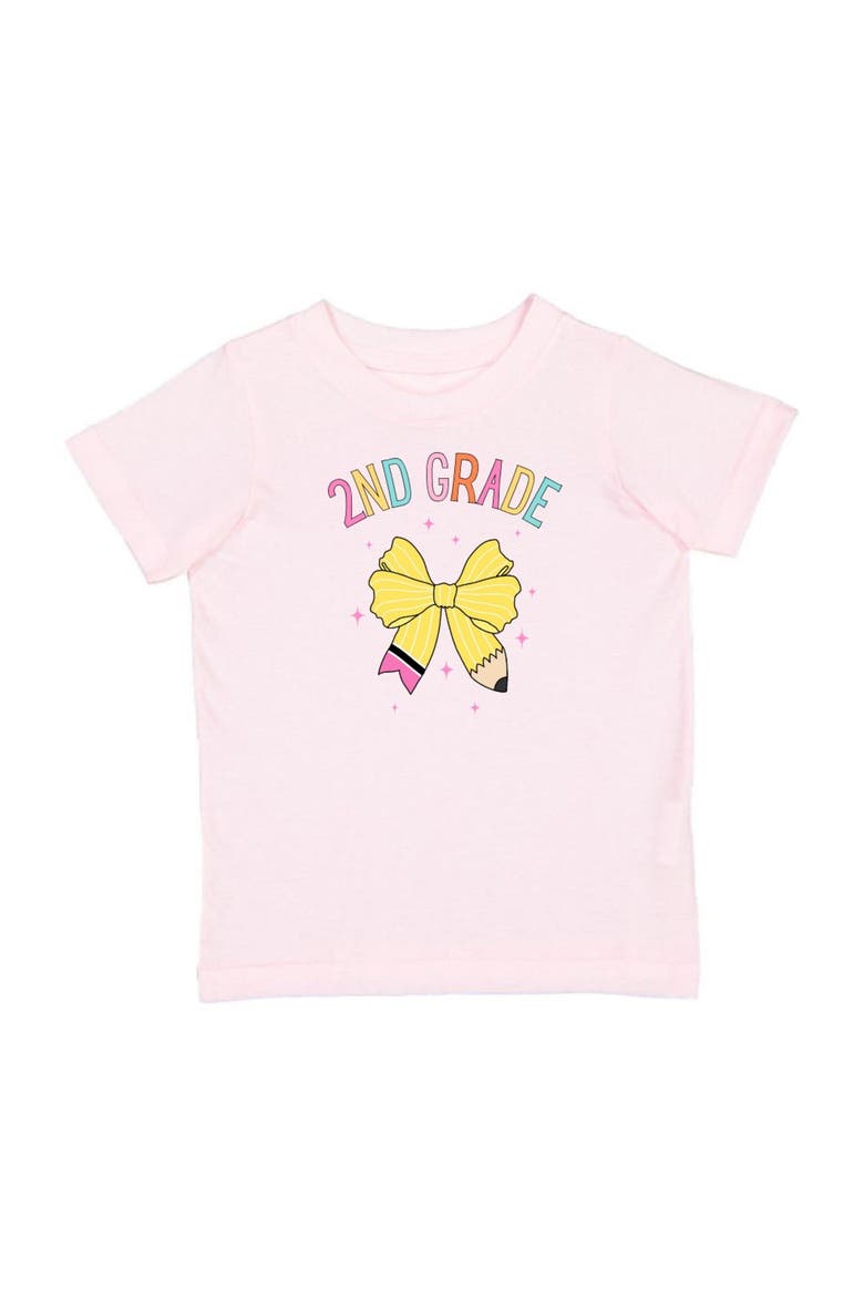 Second Grade Pencil Bow Short Sleeve T-Shirt, Main, color, Pink