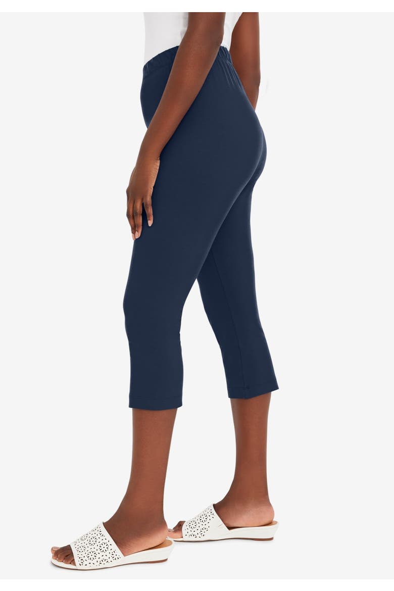 Everyday Stretch Cotton Capri Legging, Alternate, color, NAVY