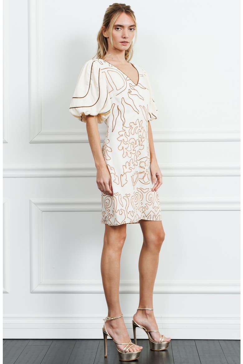Rochelle Floral Minidress, Alternate, color, CREAM