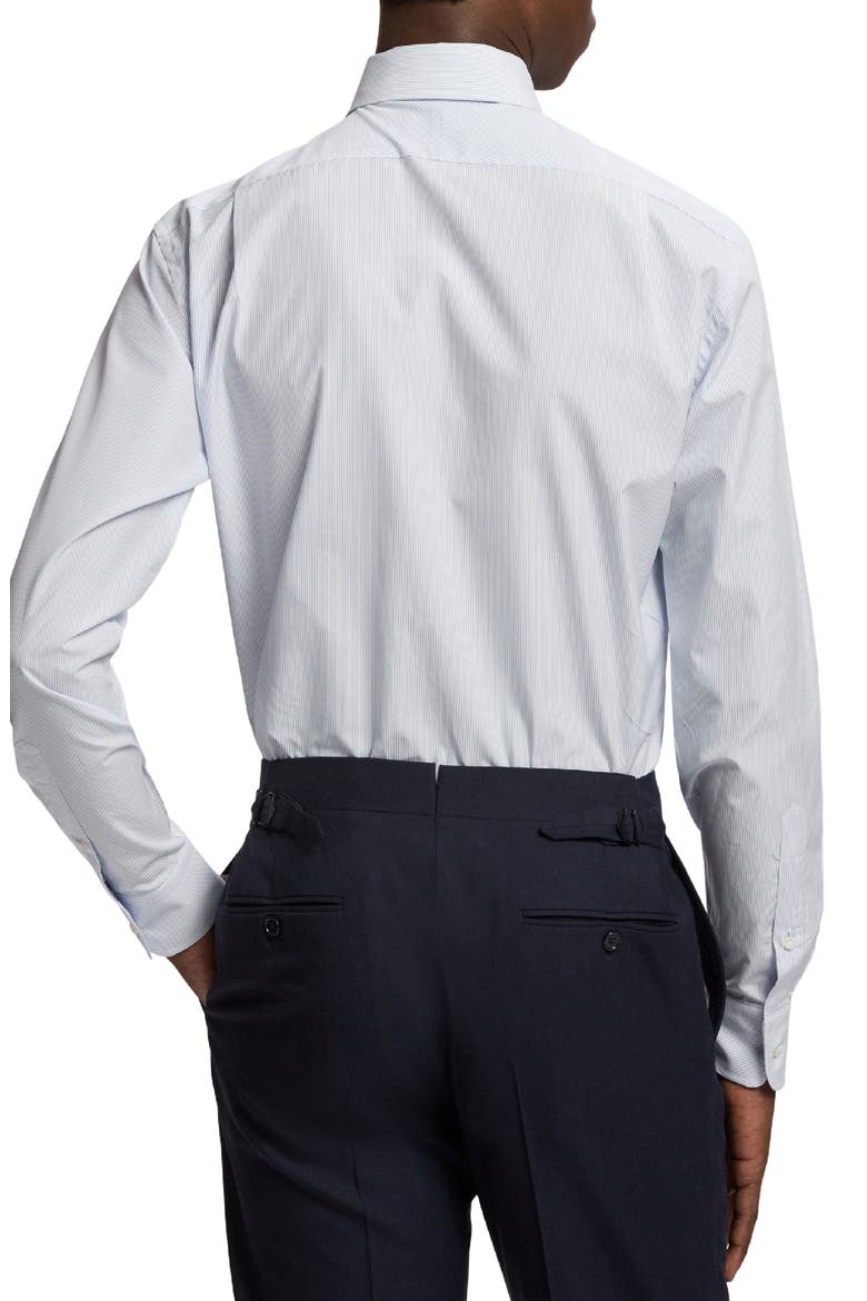 Basic Bengal Stripe Silk Twill Button-Up Shirt, Alternate, color, BLUE