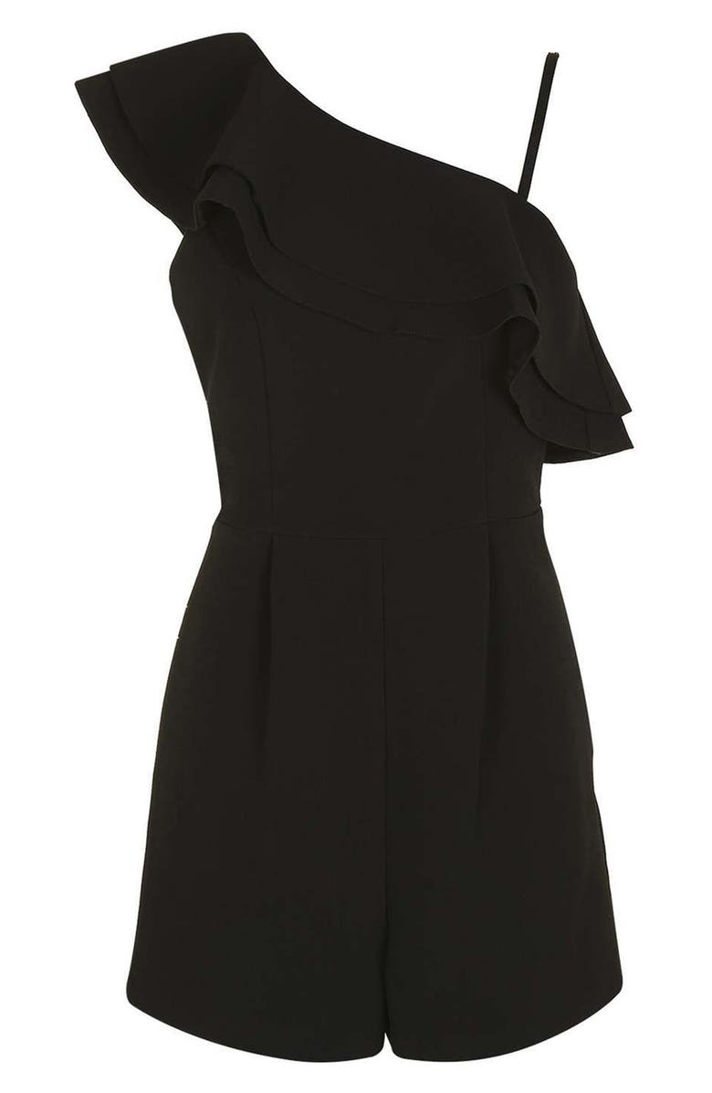 Topshop Ruffle Shoulder Romper, Alternate, color,