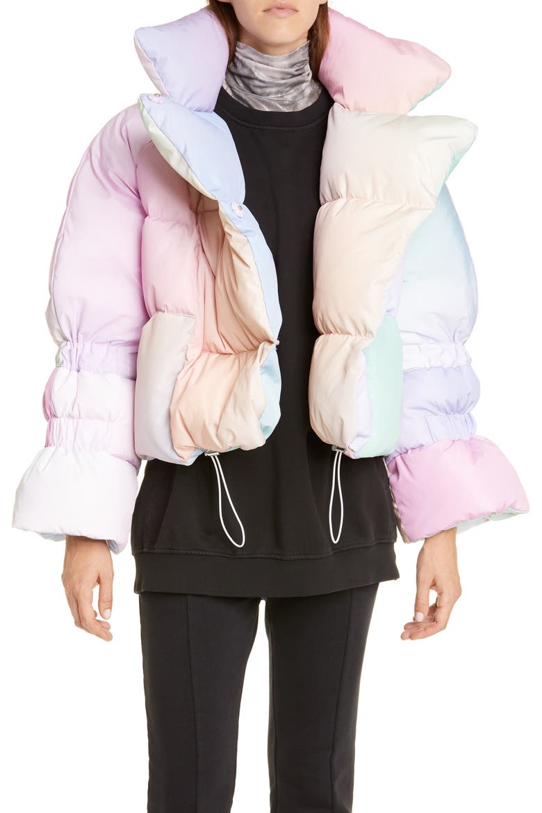 Star Rainbow Down Fill Puffer Jacket, Main, color, MULTI COLOR PRINT