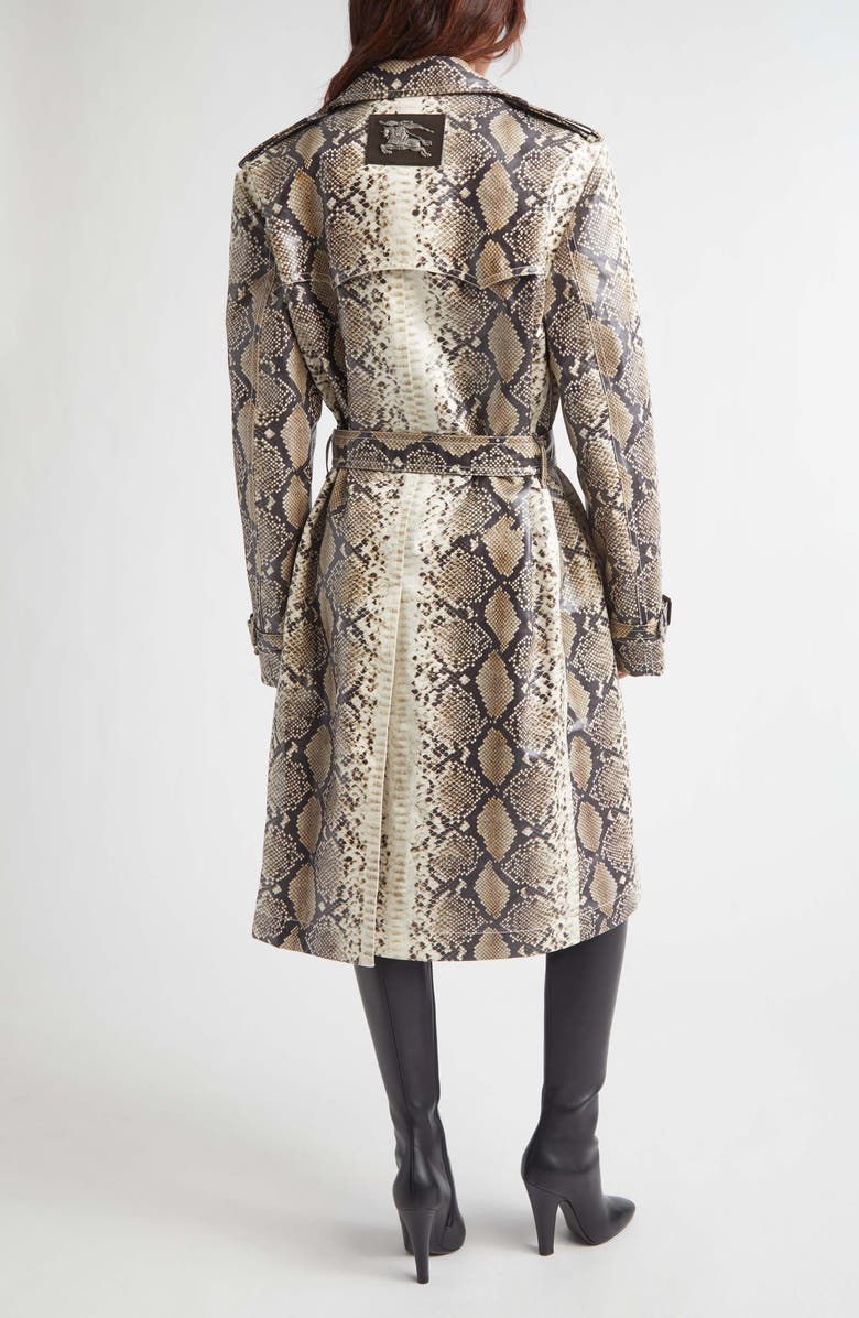 Burberry Foxfield Snakeskin Print Coated Trench Coat, Alternate, color, Alpine White Pattern