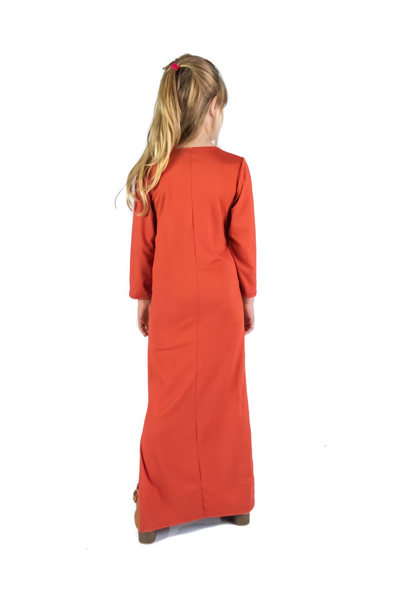 Long Sleeve Side Slit Maxi Dress Solid Color, Alternate, color, Rust