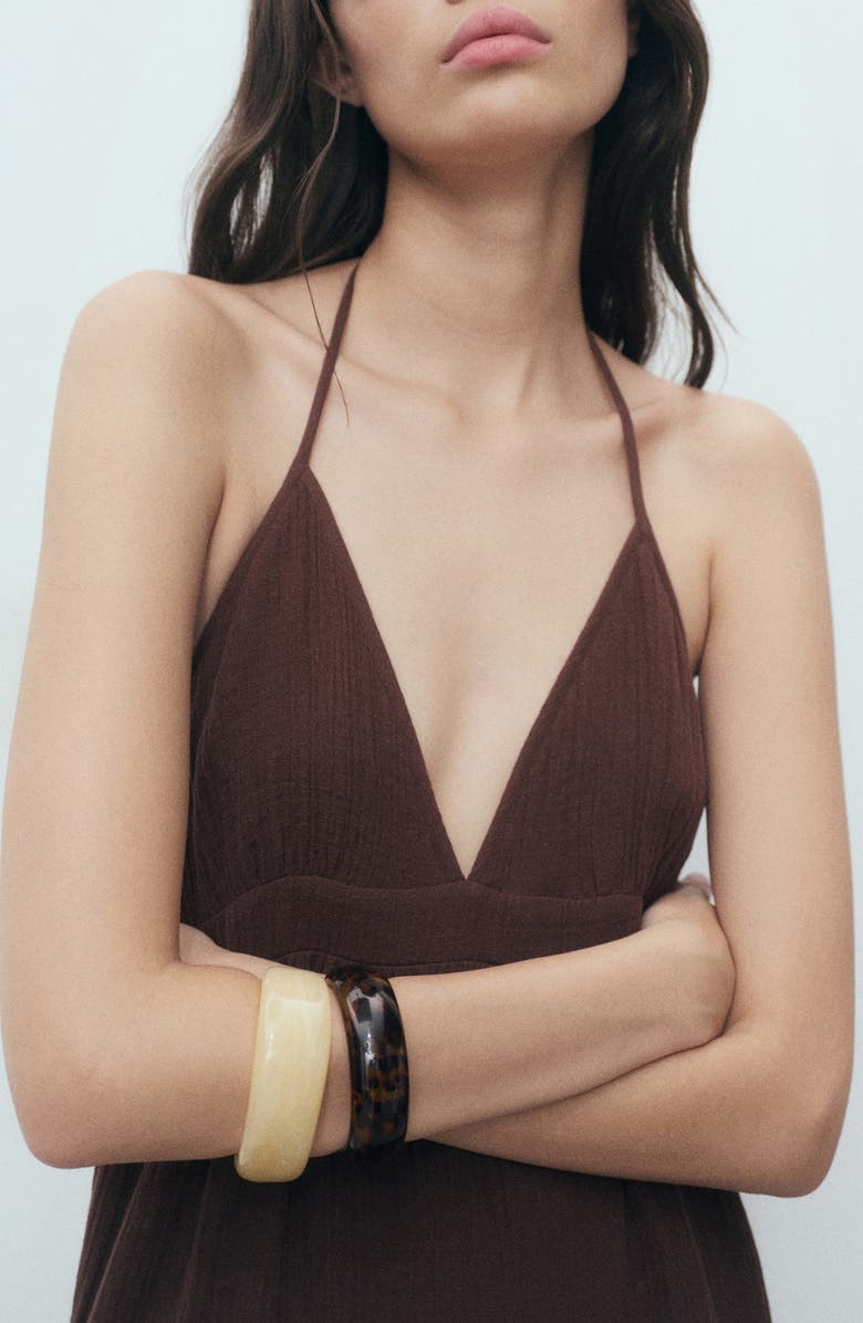 MANGO Cotton Halter Dress, Alternate, color, Chocolate