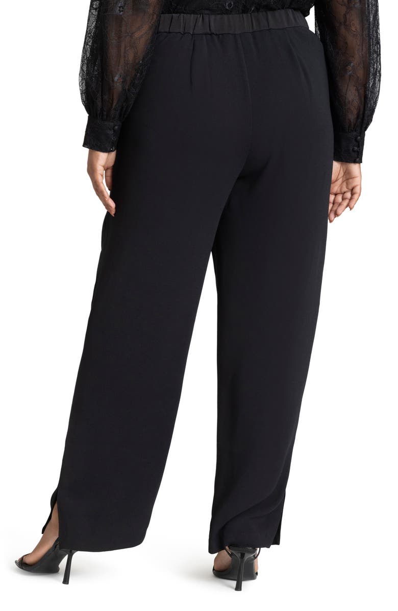ELOQUII High Waist Slit Hem Straight Leg Pants, Alternate, color, 