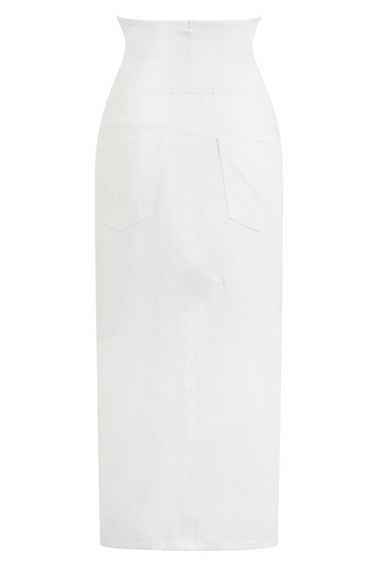 Reconstructed Stretch Cotton Denim Midi Skirt, Alternate, color, WHITE