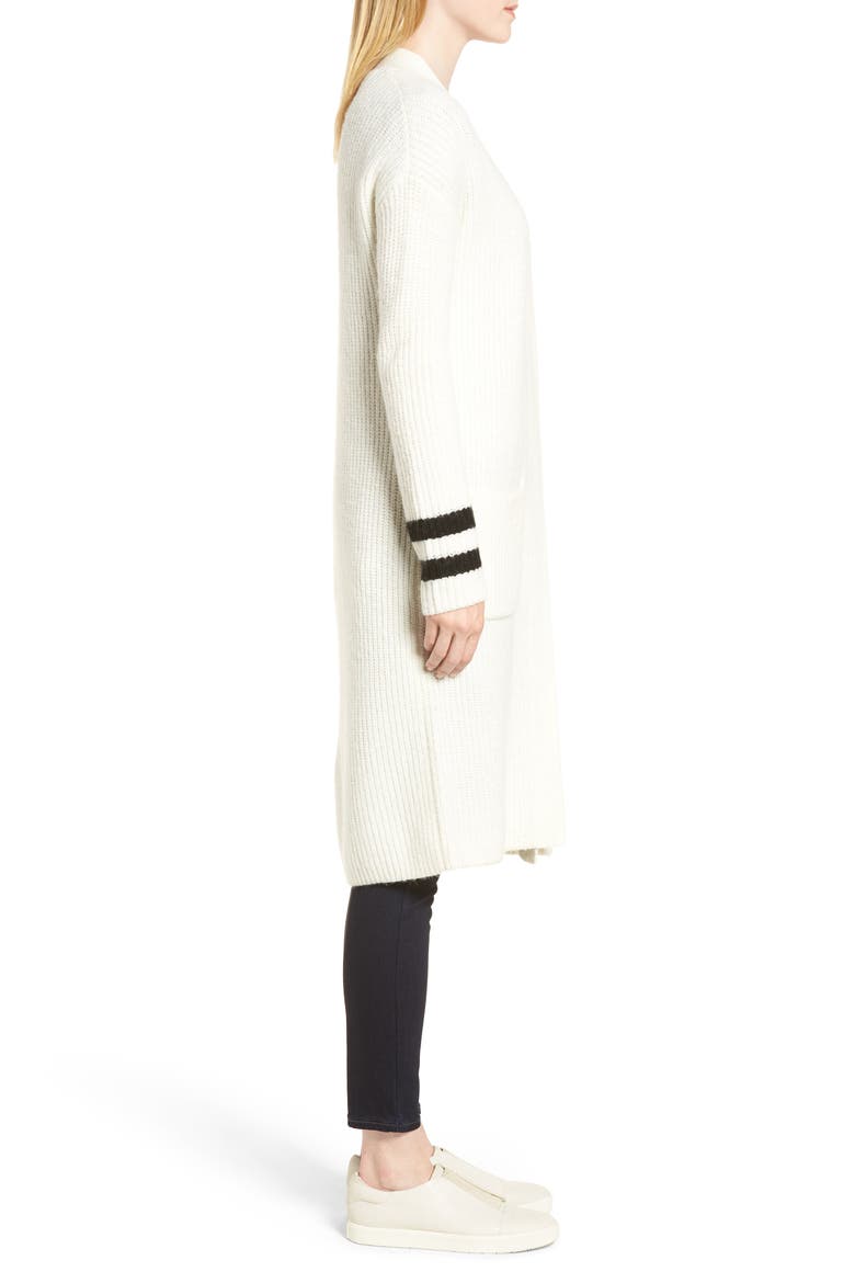 Long Open Front Cardigan, Alternate, color, IVORY- BLACK