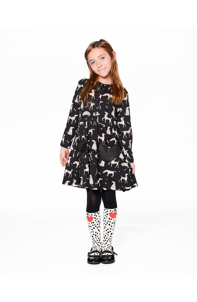 Deux par Deux Knit Tights with Dalmatian, Main, color, Black