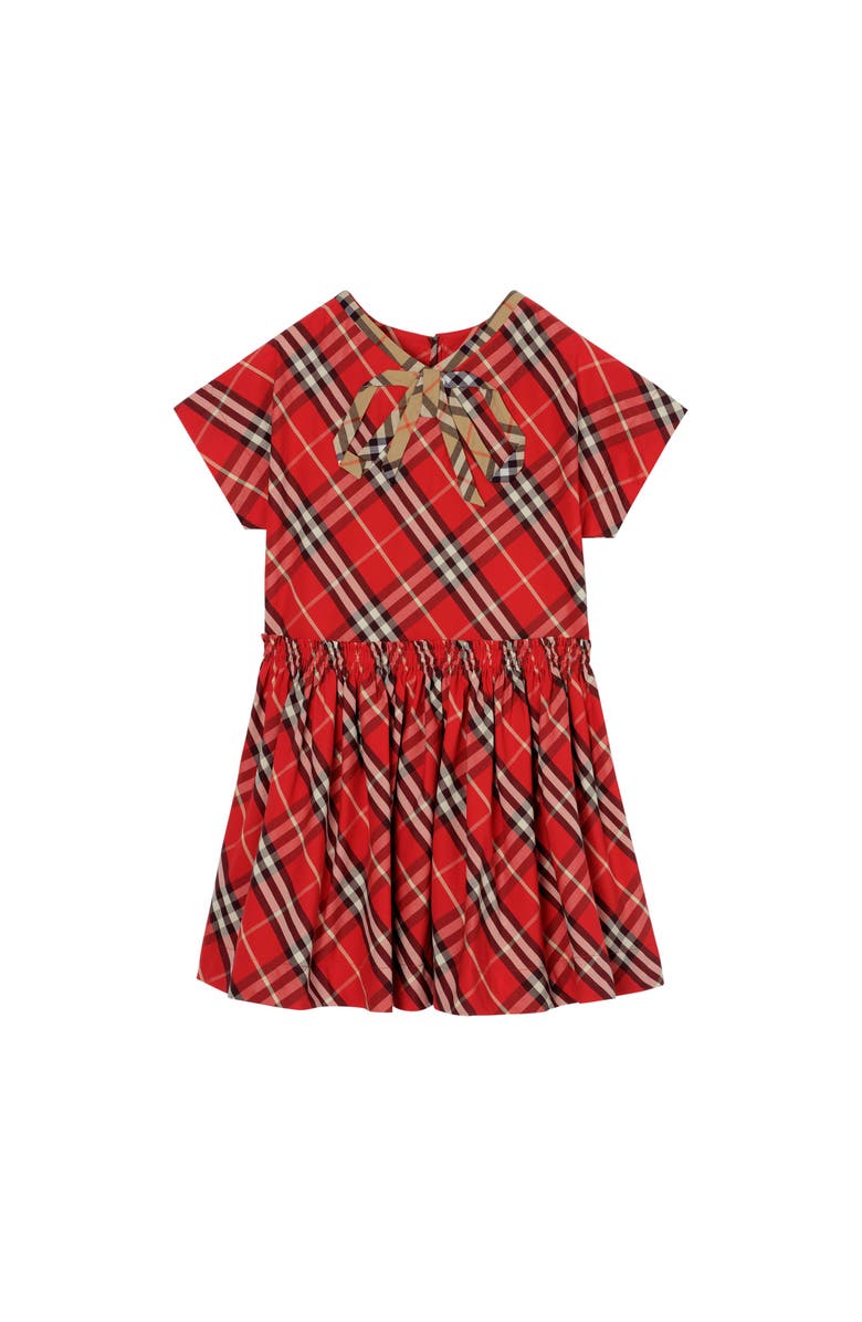 Burberry Check Cotton Dress, Main, color, Crayon Red