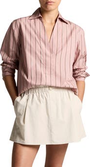 Vince Stripe Relaxed Cotton Popover Shirt