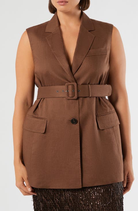 Orli Belted Linen Vest (Plus)