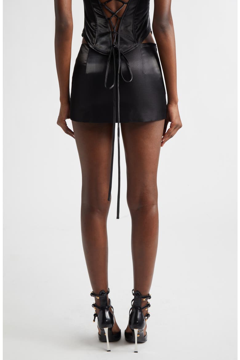 Satin Miniskirt, Alternate, color, BLACK
