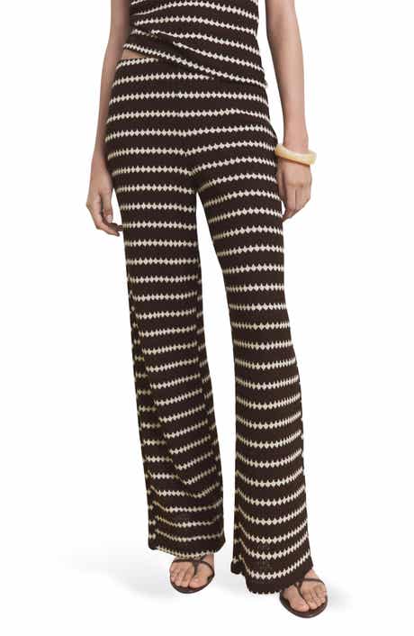 MANGO Wavy Stripe Knit Pull-On Straight Leg Pants