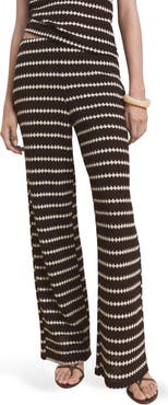 MANGO Wavy Stripe Knit Pull-On Straight Leg Pants
