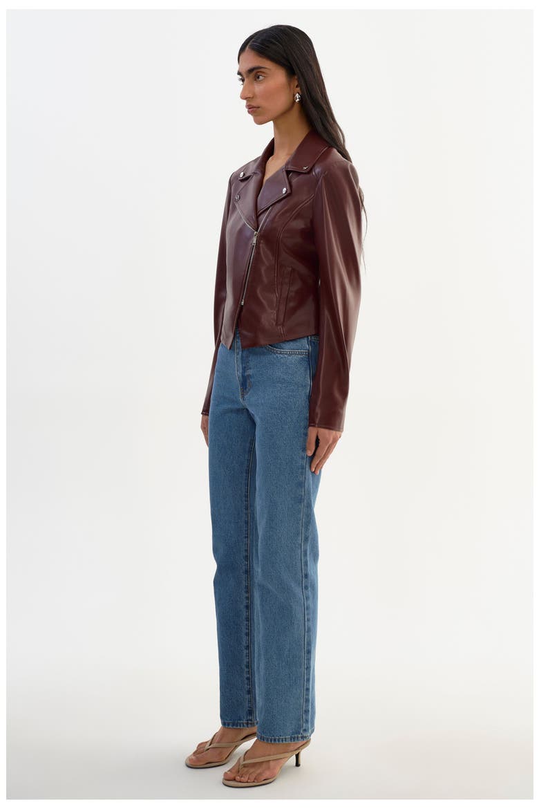 Pascale | Fitted Faux Leather Jacket, Alternate, color, Wax Brown