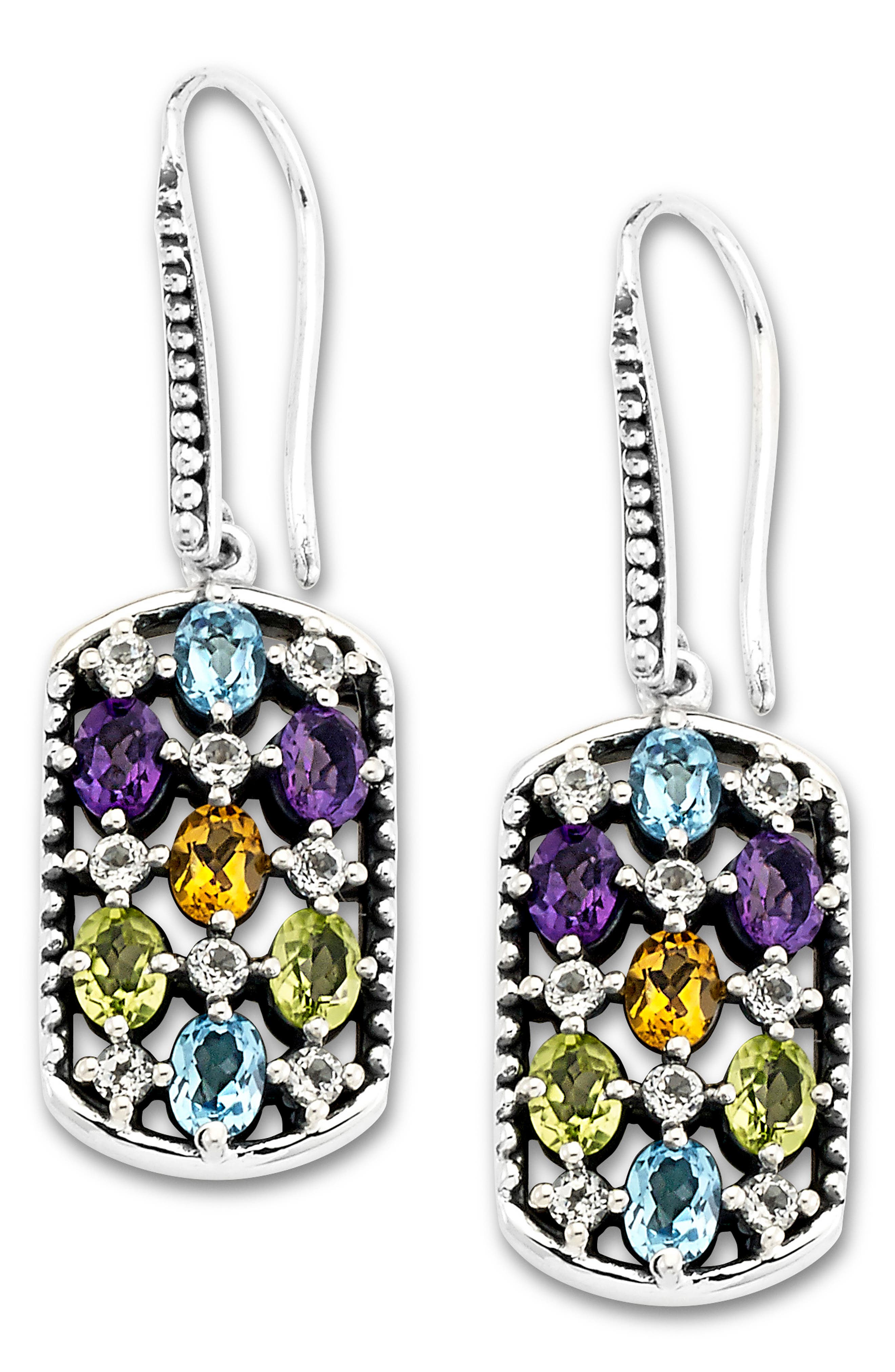 SAMUEL B. Sterling Silver Semiprecious Stone Drop Earrings