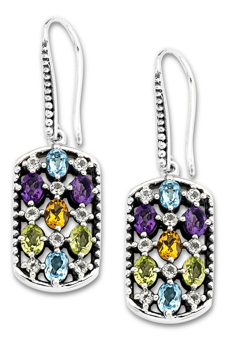 Sterling Silver Semiprecious Stone Drop Earrings, Main, color, SILVER MULTI