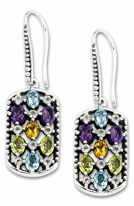 SAMUEL B. Sterling Silver Semiprecious Stone Drop Earrings