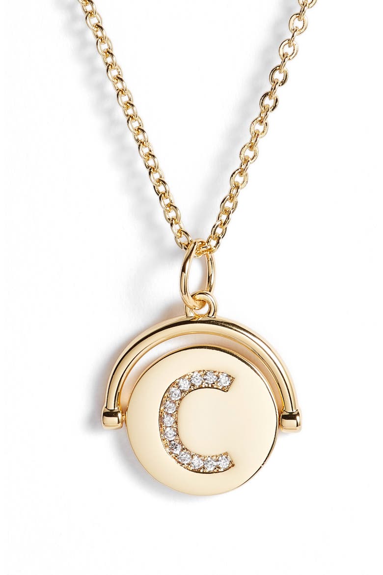 Love Letters Spinning Initial Necklace, Main, color, GOLD/ C