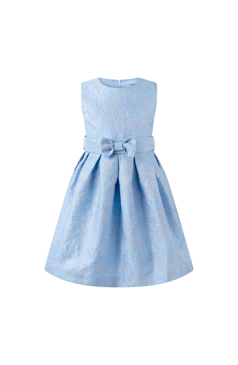 Rachel Riley Blue Damask Party Dress, Main, color, Blue