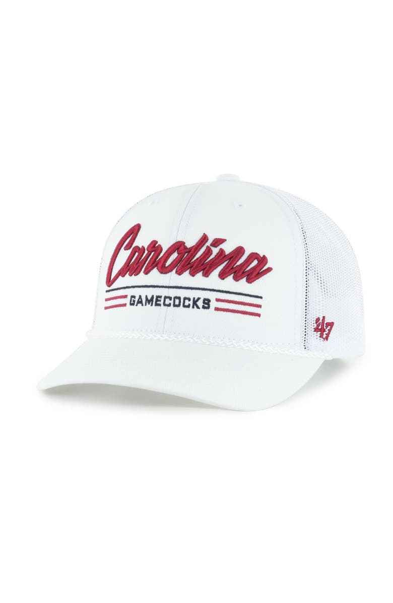 '47 Men's '47 White South Carolina Gamecocks Garner Rope Trucker Adjustable Hat, Main, color, 
