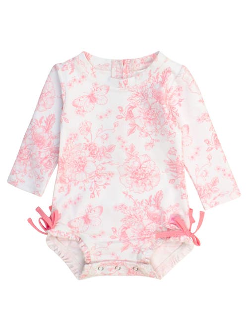 RUFFLEBUTTS RUFFLEBUTTS BABY GIRLS LONG SLEEVE UPF50+ ONE PIECE RASH GUARD