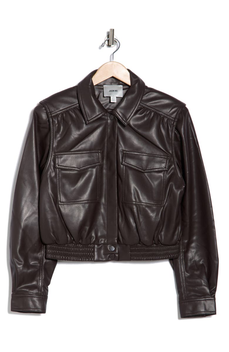 Flap Patch Pocket Faux Leather Jacket