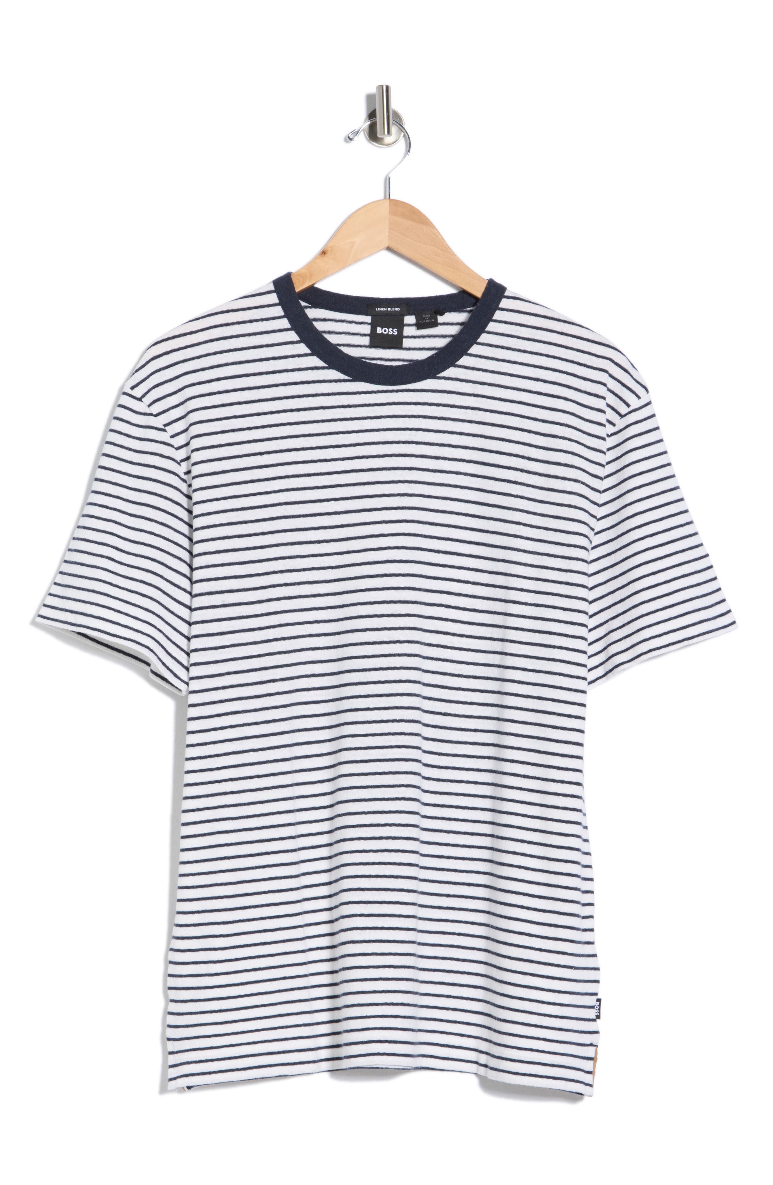 BOSS Taut Stripe Cotton & Linen T-Shirt
