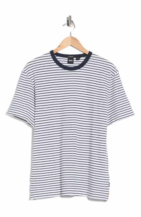 BOSS Taut Stripe Cotton & Linen T-Shirt
