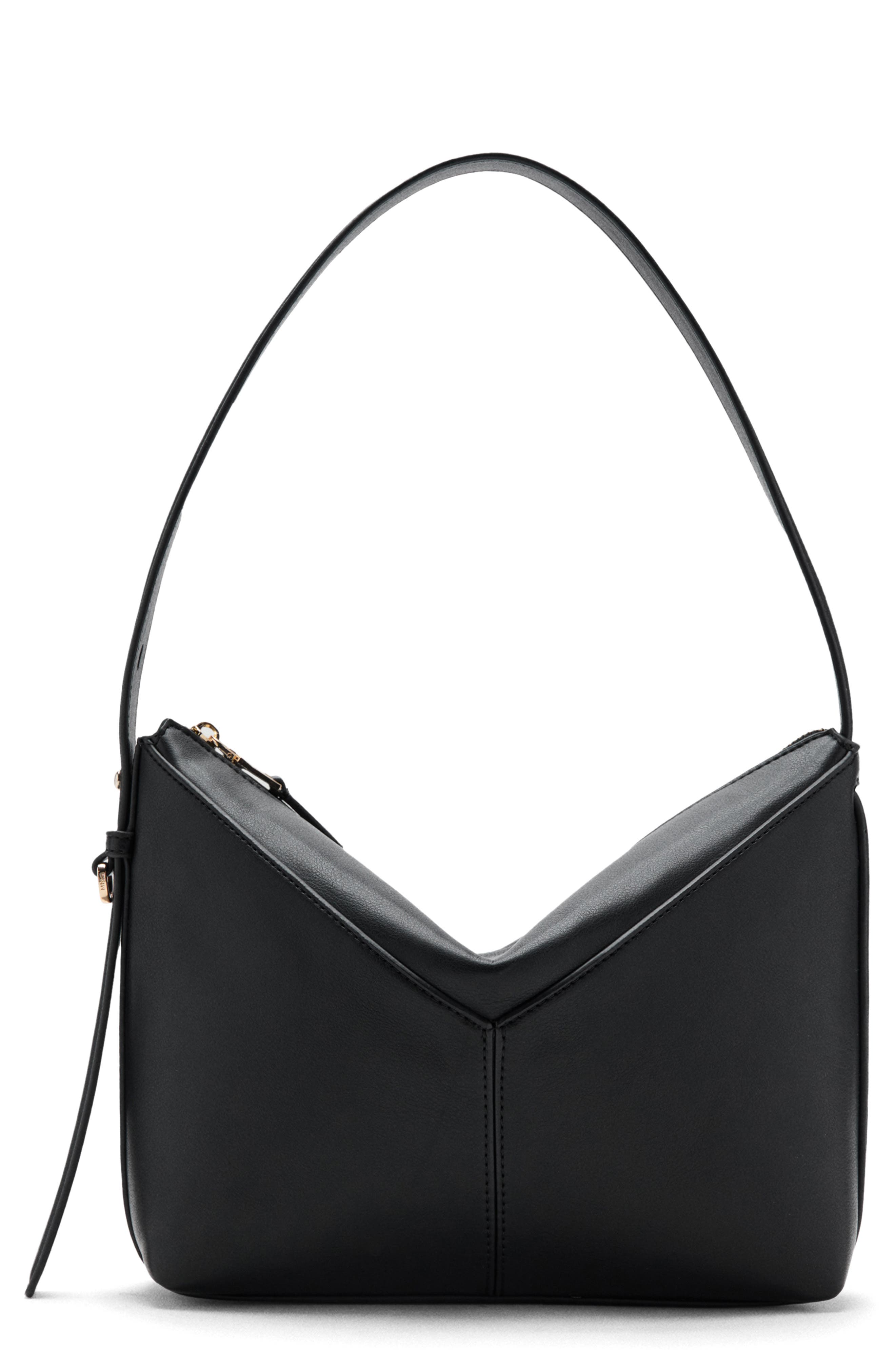 MANGO Adjustable Strap Faux Leather Shoulder Bag, Main, color, Black