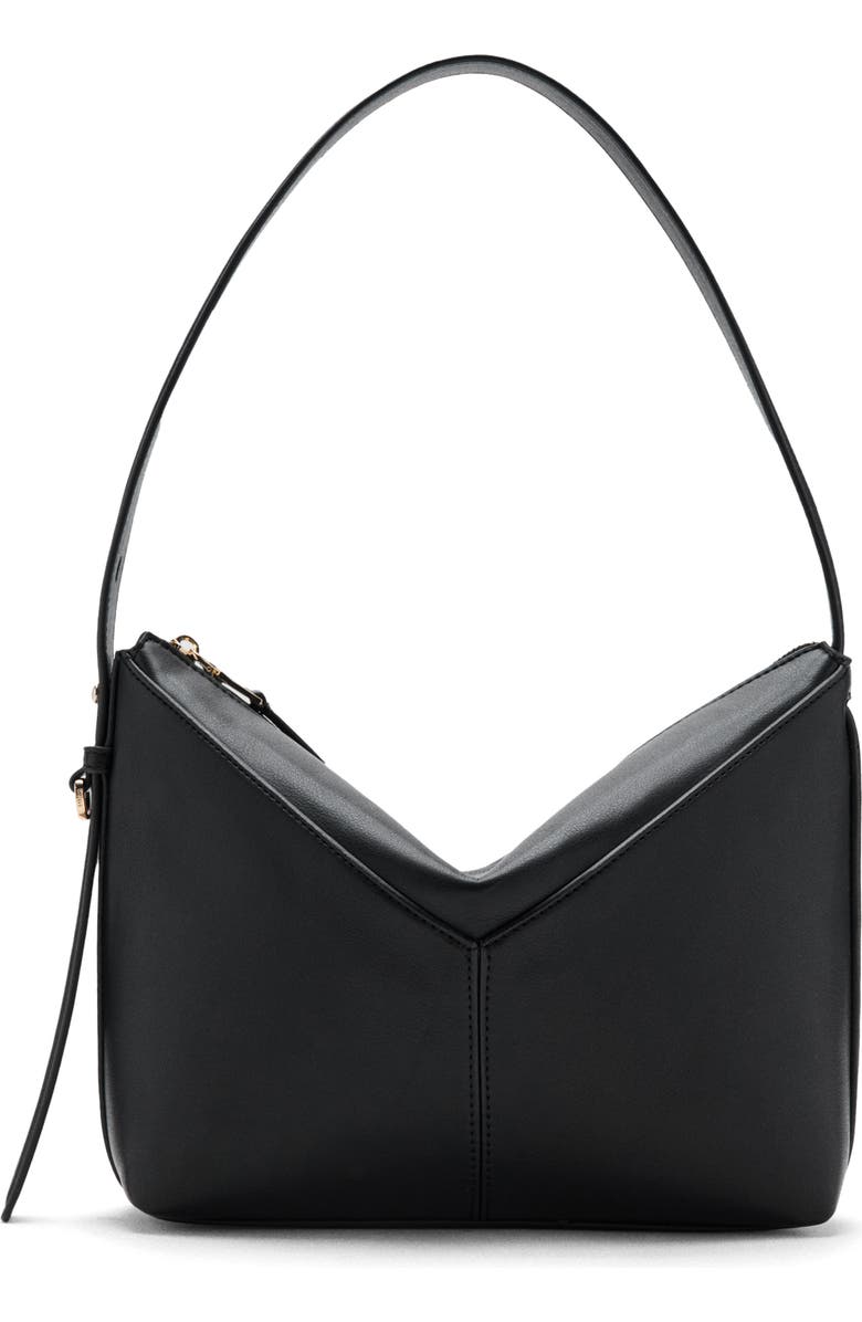 MANGO Adjustable Strap Faux Leather Shoulder Bag, Main, color, Black