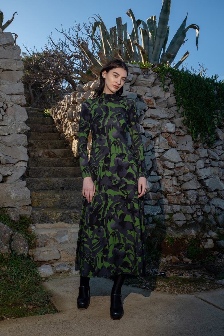 Speculus Turtleneck Jersey Maxi Dress, Alternate, color, Eugenia