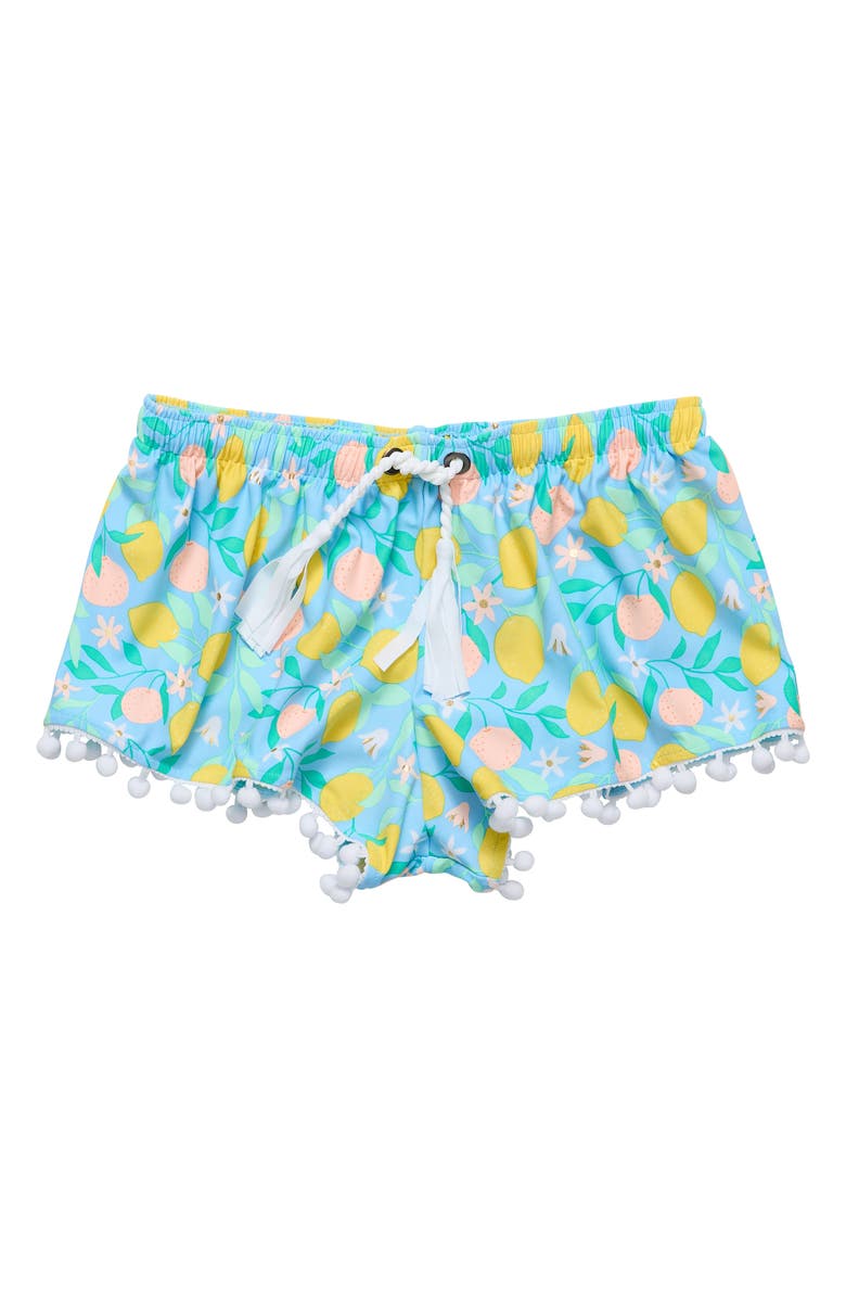 Snapper Rock Kids' Lemon Drops Cover-Up Shorts, Main, color, Blue Multi