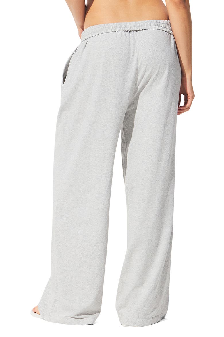 Cotton Blend Jersey Wide Leg Pants, Alternate, color, LIGHT HEATHER GREY