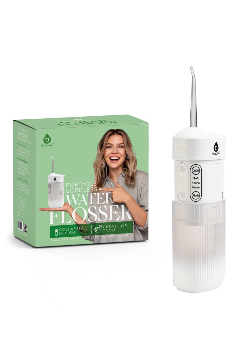 Rechargeable Collapsible Water Flosser, Main, color, WHITE