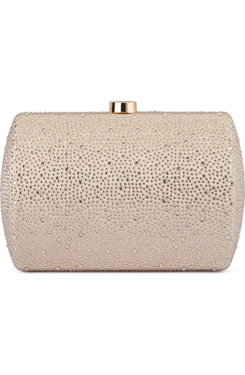 Olga Berg Carolina Crystal Frame Clutch, Main, color, Champagne