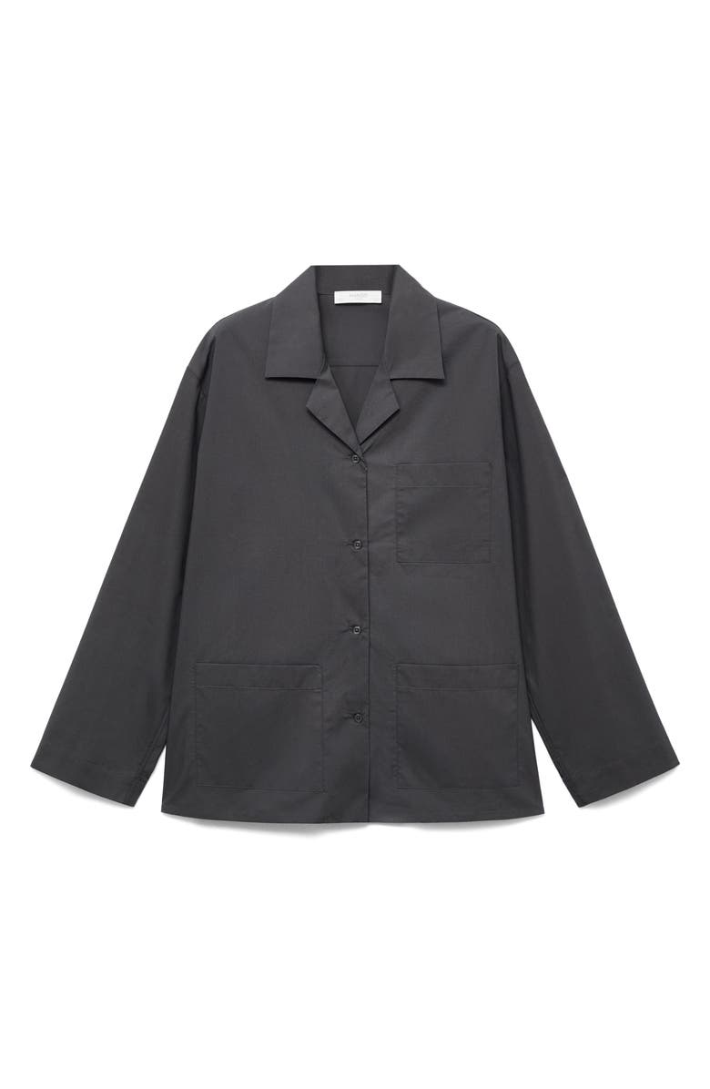 MANGO Cotton Poplin Pajama Shirt, Main, color, Charcoal