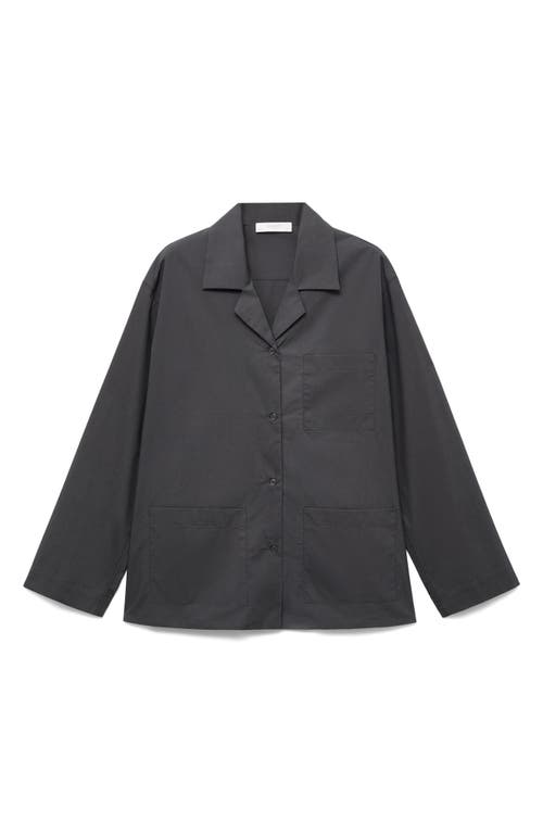 Mango Cotton Poplin Pajama Shirt In Gray
