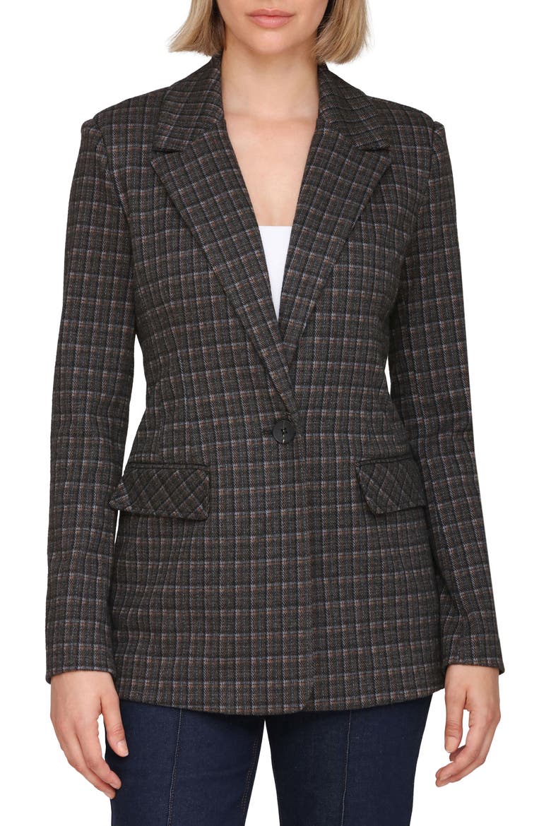Tailored One-Button Blazer, Main, color, BLUE-GREY