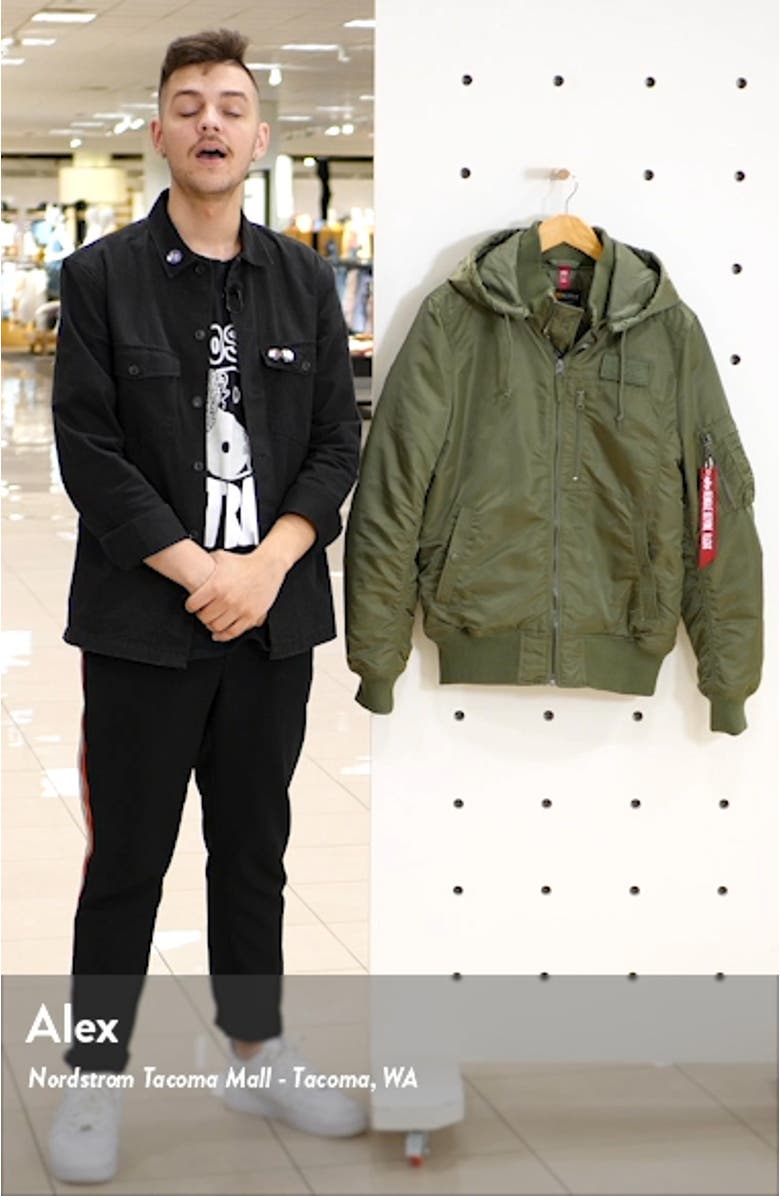 Alpha Industries MA-1 Hooded Water Resistant Bomber Jacket | Nordstrom