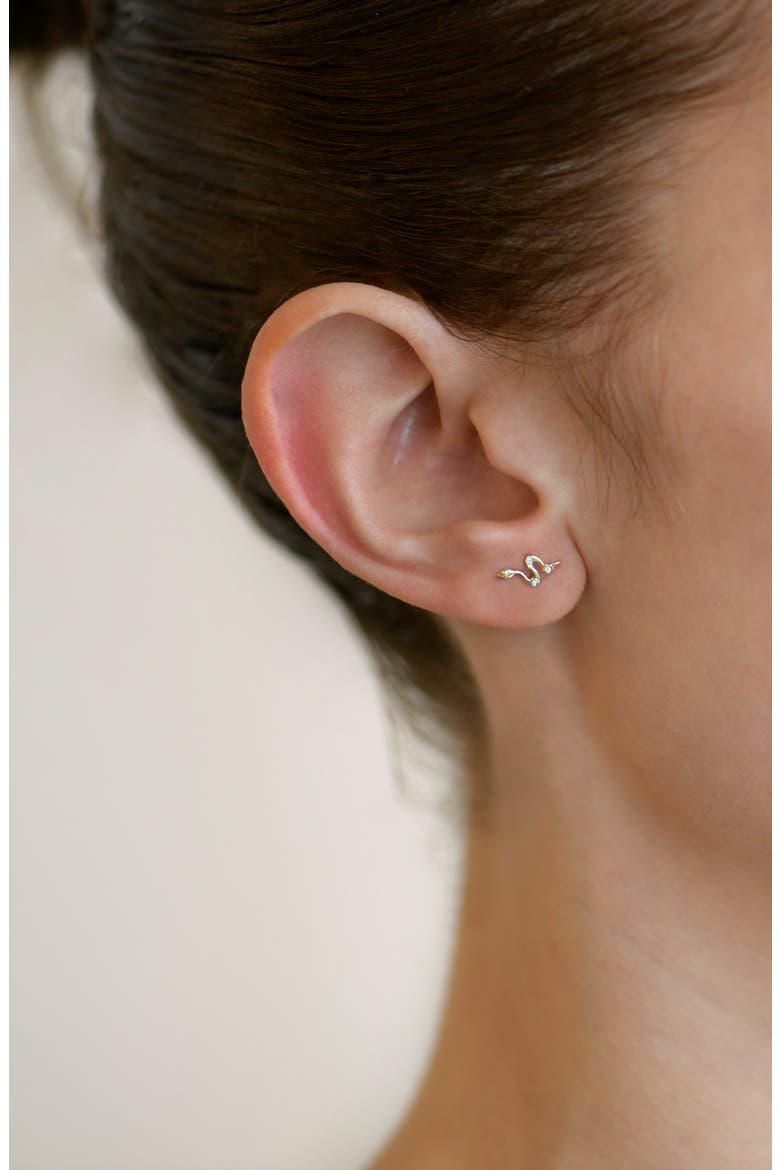 Cléo Snake Stud Earring, Alternate, color, YELLOW GOLD/ DIAMOND