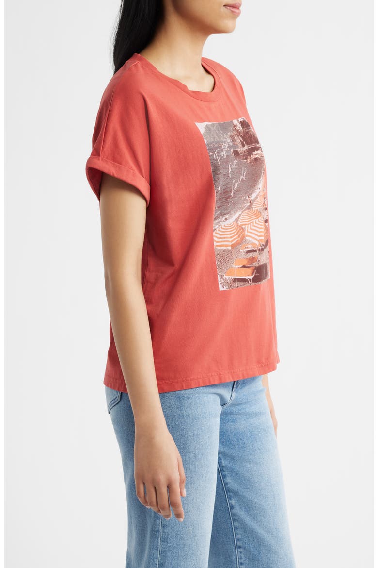 Cuffed Stretch Cotton Graphic T-Shirt, Alternate, color, BRICK